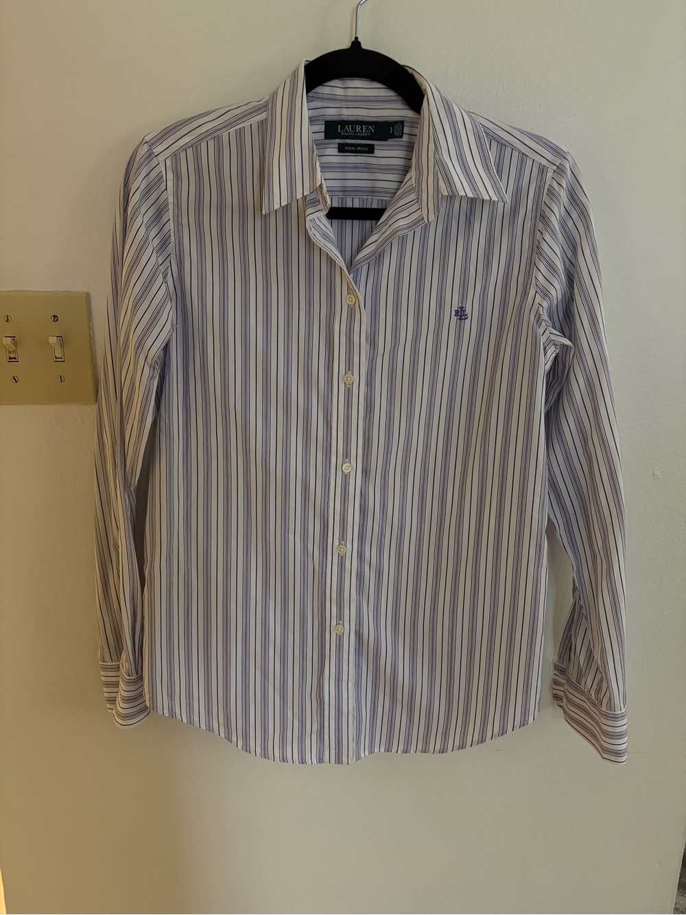 Lauren Ralph Lauren White and Purple Stripe Button Down - SP